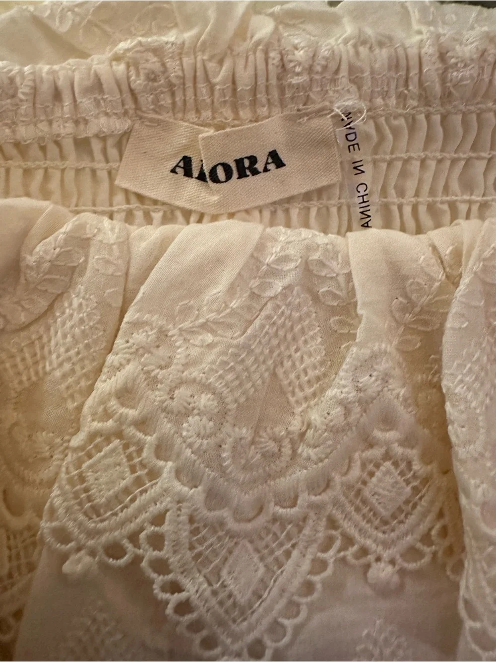 NEW ANTHROPOLOGY for ADORA Women's Cream Lace Ruffle Off-Shoulder Top Blouse Lg